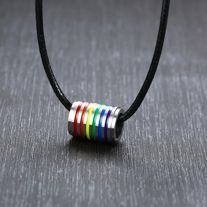 Rainbow Pendant Titanium Steel Necklace