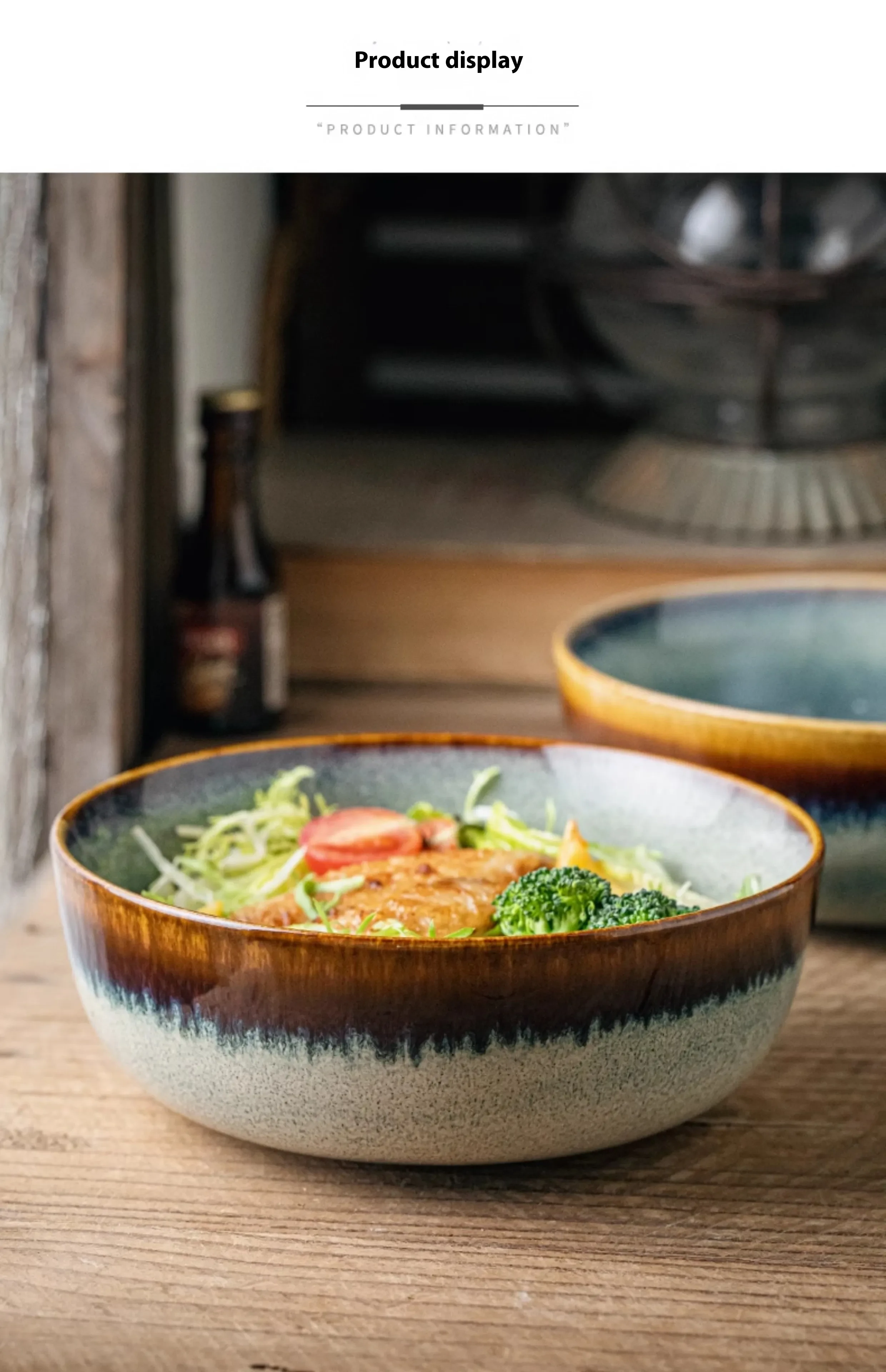 Tableware 65-inch Noodle Bowl Retro Ceramic Bowl