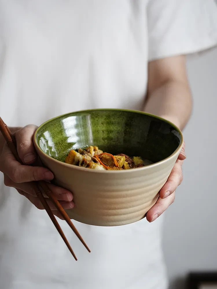 Retro Eating Bowl Underglaze Pottery Clay Salad Bowl