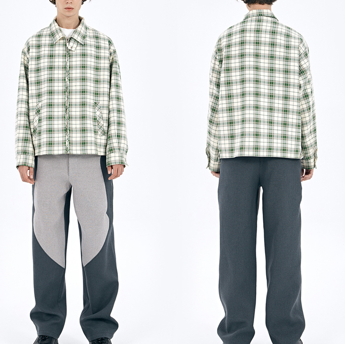 Original Design Jacket In Green Plaid Fabric