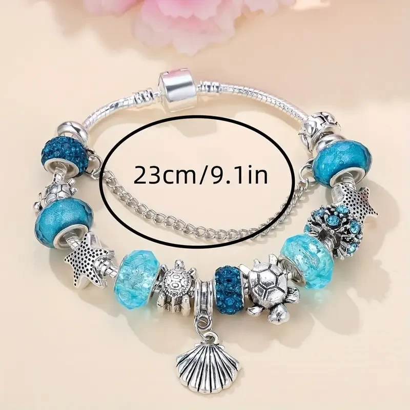 Chic Ocean-Inspired Beaded Bracelet with Turtle