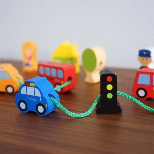 Wooden large particle beaded toy