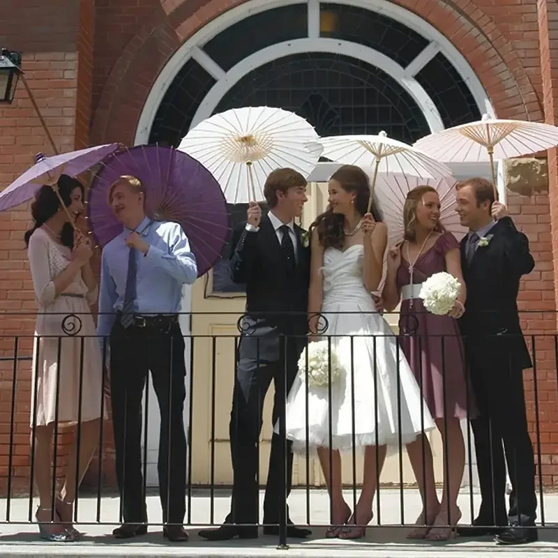 6PCS 80cm White Paper Umbrella Parasols