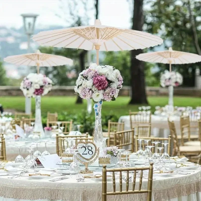 6PCS 80cm White Paper Umbrella Parasols