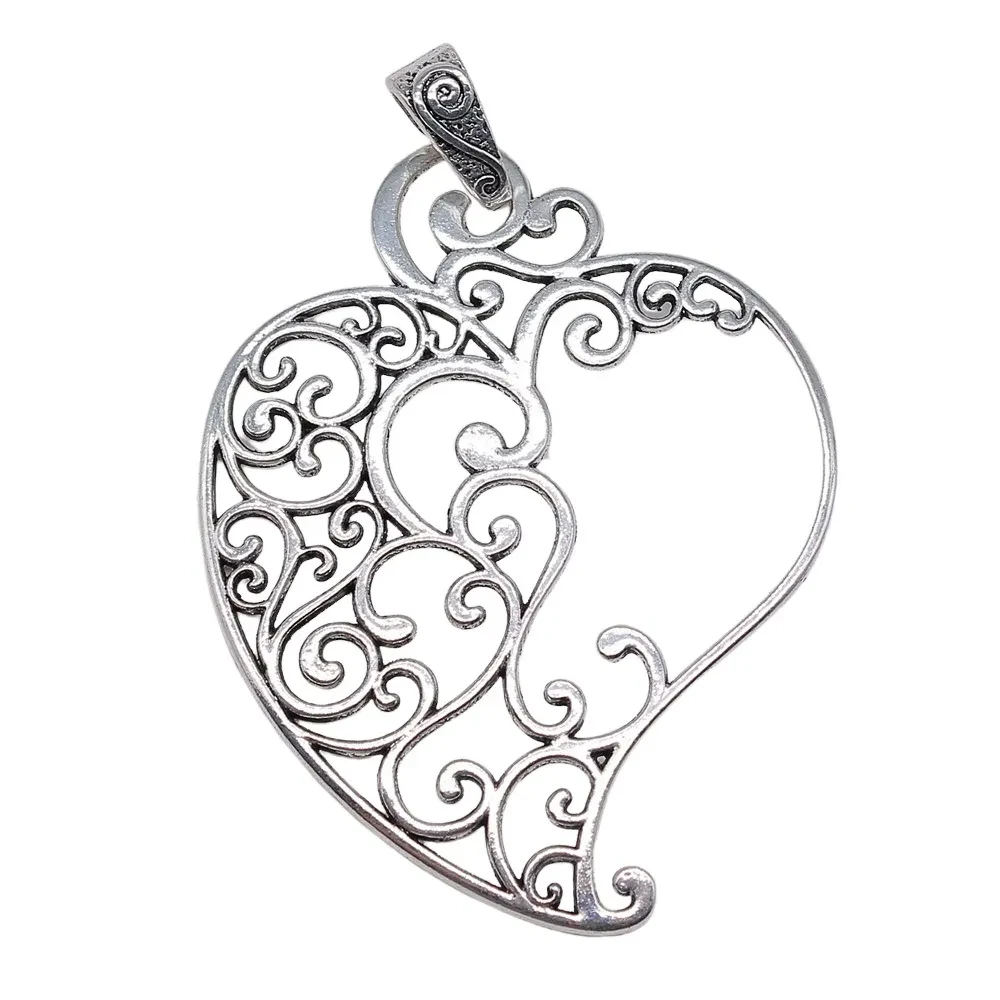 Geometric Carved Peach Heart Pendant