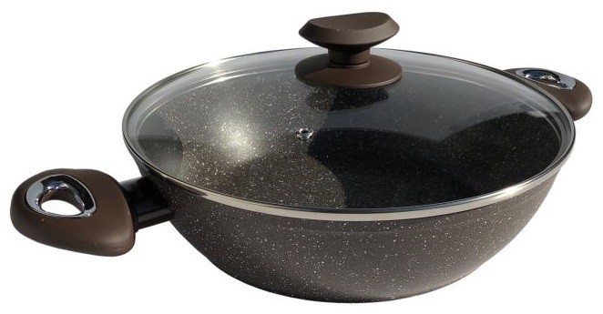 Wok Pan Cooking Pot 24cm 9 with Glass Lid