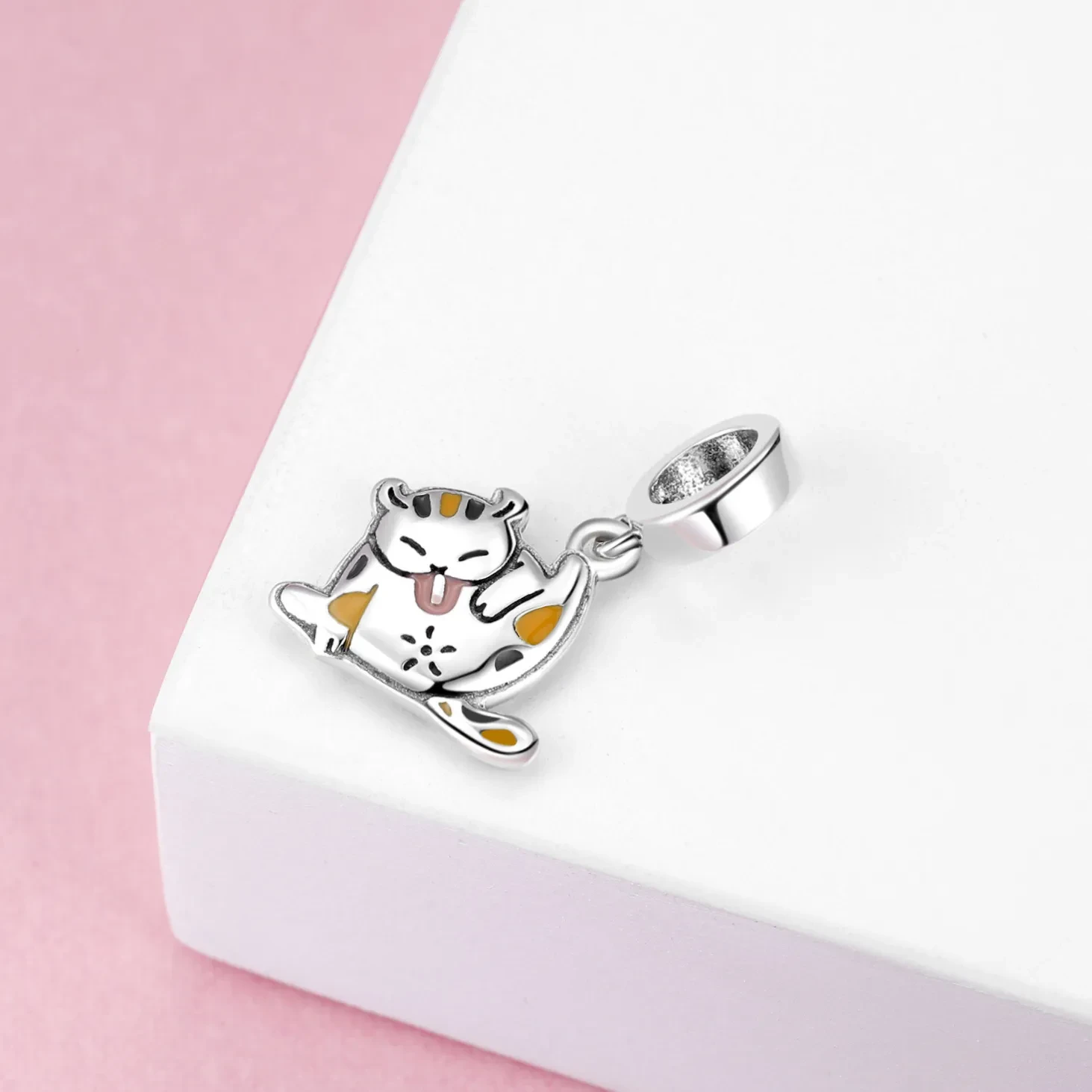 S925 Sterling Silver Drop Glue Beads Pendant Leg Cat Pendant Bracelet Diy Accessories