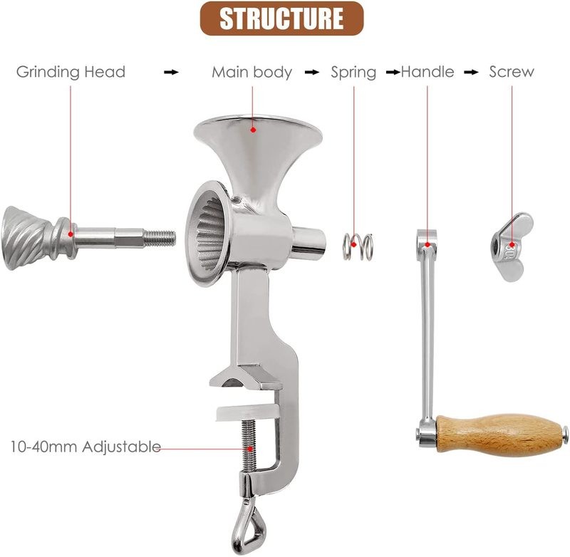 Coffee Bean Grinder Manual Mill Wheat Corn Grain Nuts Flour Seeds