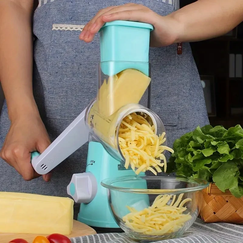 1 Set Multifunctional 3-in-1 Manual Plastic Tabletop Drum Cheese Grater