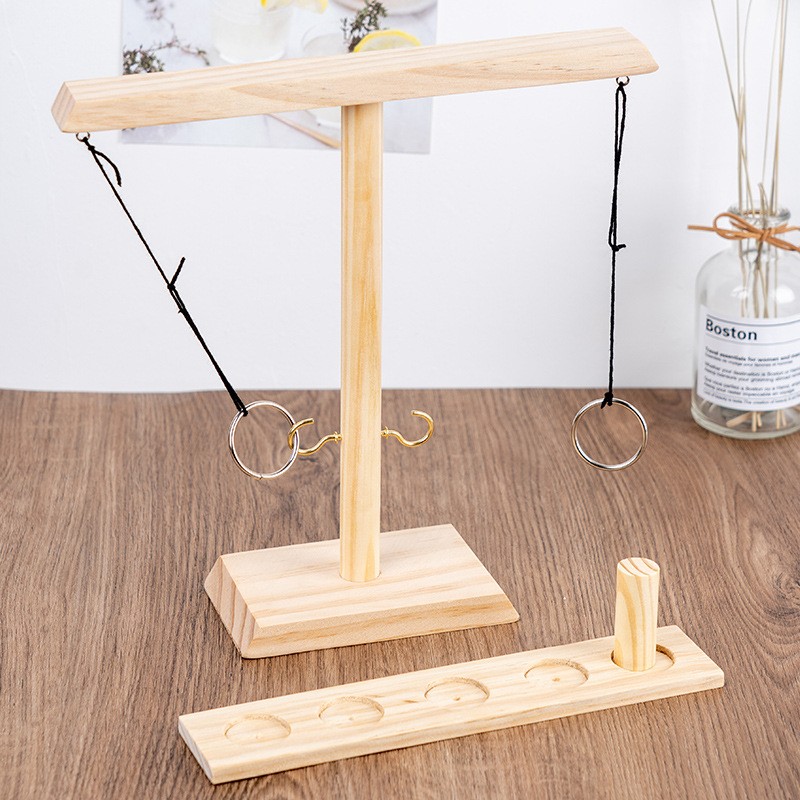 Toss the Ring Game - Wooden Toy and Interactive Board Game for Family Fun