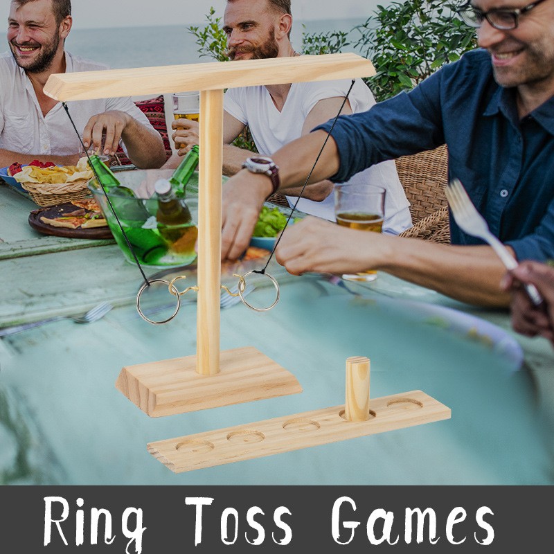 Toss the Ring Game - Wooden Toy and Interactive Board Game for Family Fun