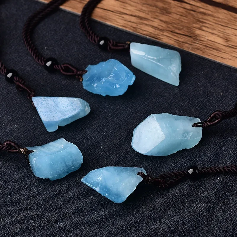 New Natural Aquamarine Blue Pendant