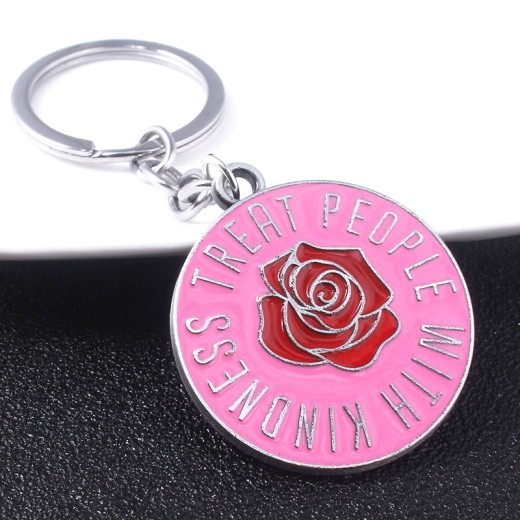 Red rose flower keychain