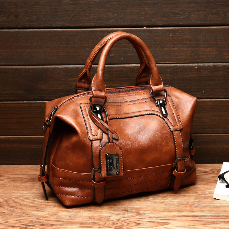 Simple Oil Wax Leather Tote Bag