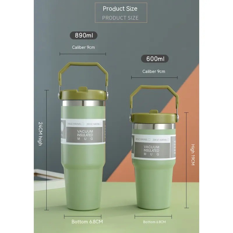 Portable Stainless Steel Travel Sports Water Bottle with Handle and Cover