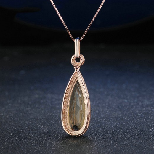 Citrine Rose Gold Pendant Necklace