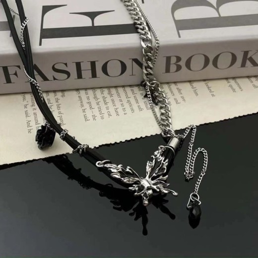 Women's Fashion Butterfly Rose Necklace