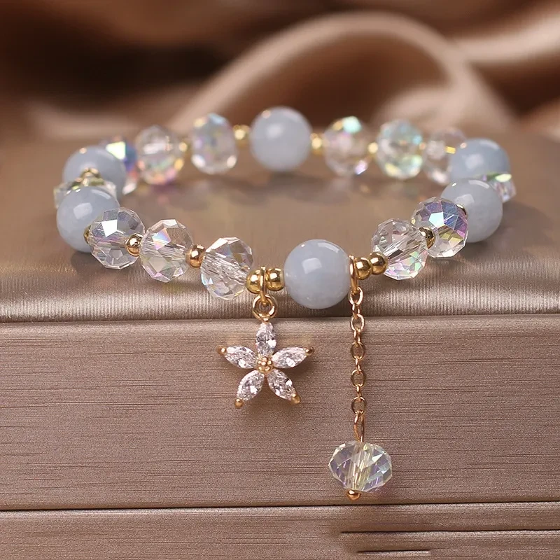Shiny Zircon Flower Pendant Bracelet
