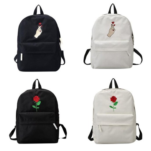 Embroidered Rose Backpack