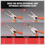4pcs 7" Circlip Pliers Set Internal External Bent Straight Snap