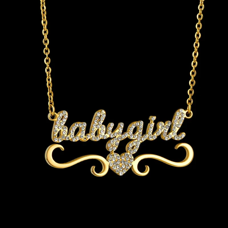 Stainless Steel Diamond Name Pendant