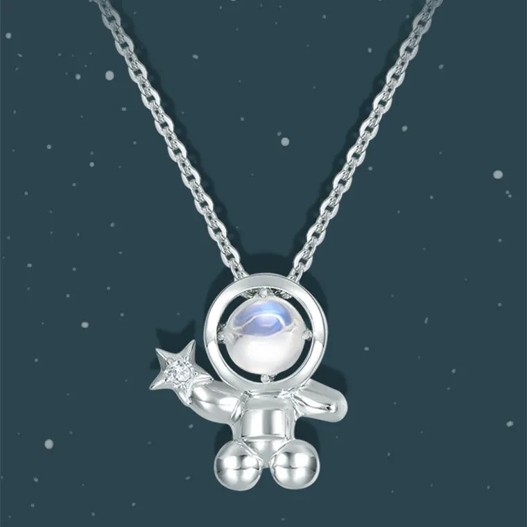 Sterling Silver Necklace Spaceman Pendant