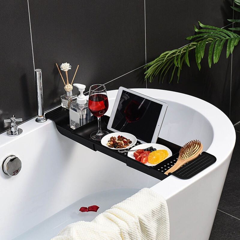 Bath Tub Caddy Bathtub Tray Retractable Storage Rack