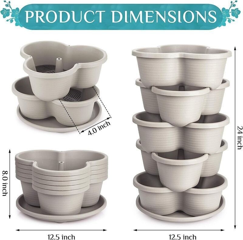 5 Tier Garden Tower Stackable Planter Pots