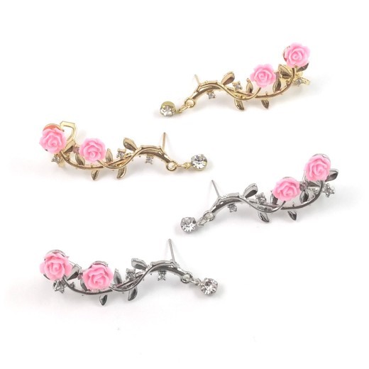 Individual Style Women's Stud Earrings Rose Branch