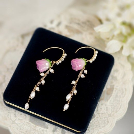 Rose Versatile Earrings Tassel High End Feeling