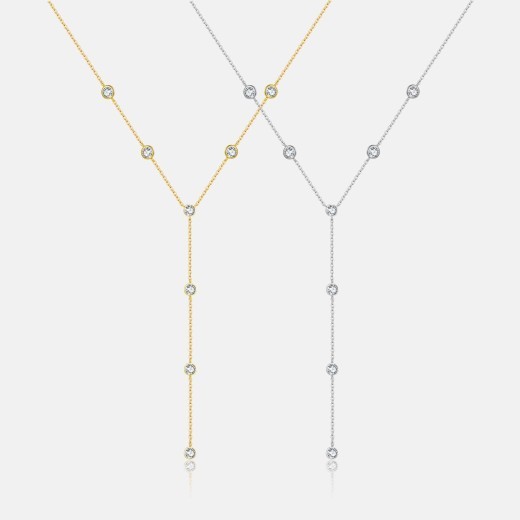 S925 Sterling Silver Tassel Diamond-studded Necklace