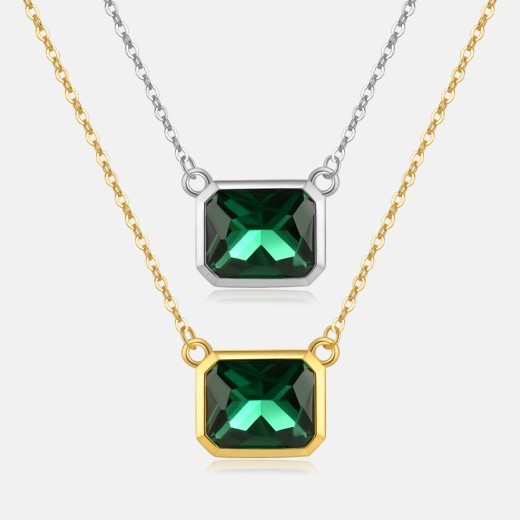 High-grade Inlaid Zircon S925 Silver Necklace Women's Crystal Pendant