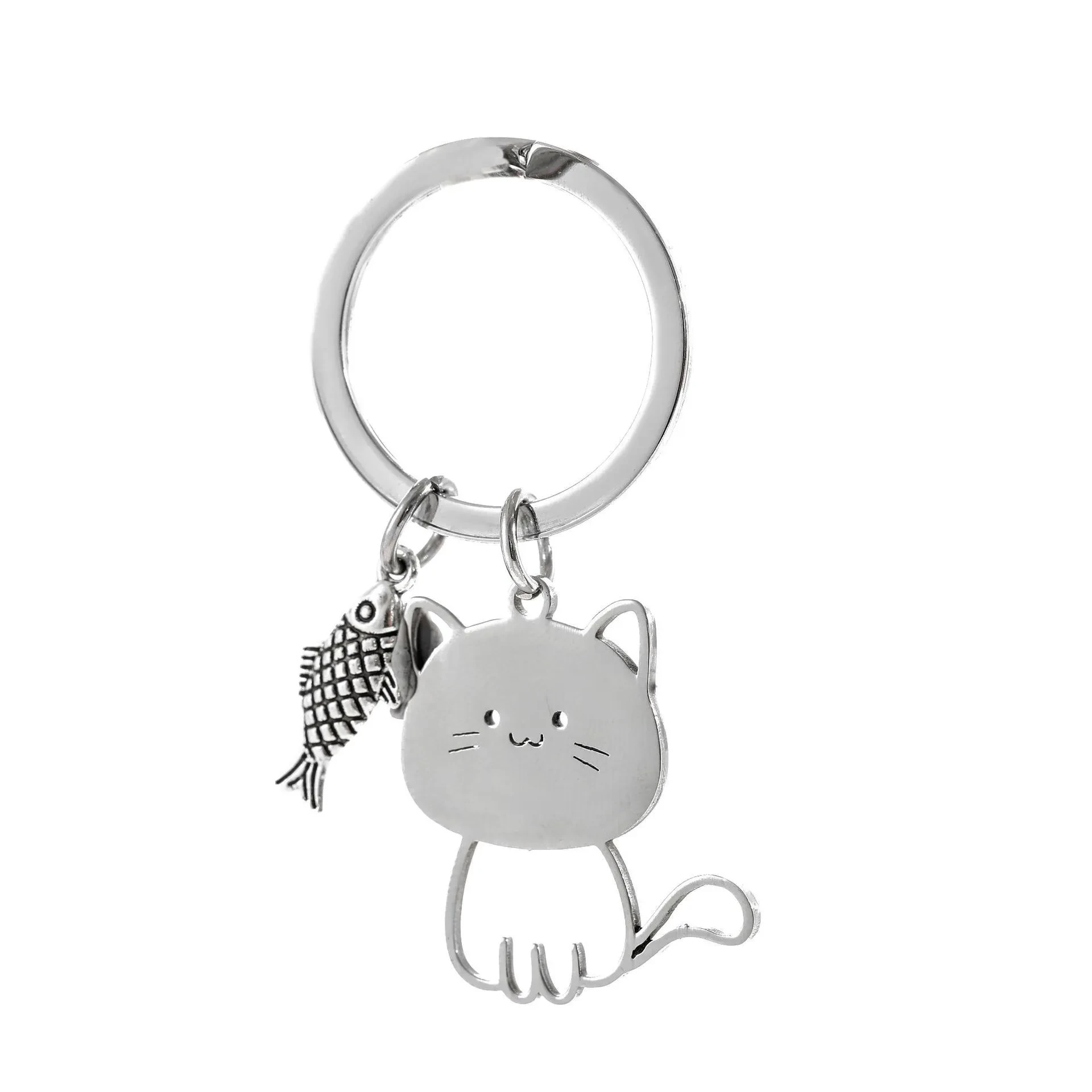 Japanese Kitten Eating Fish Cute Cartoon Key Button
