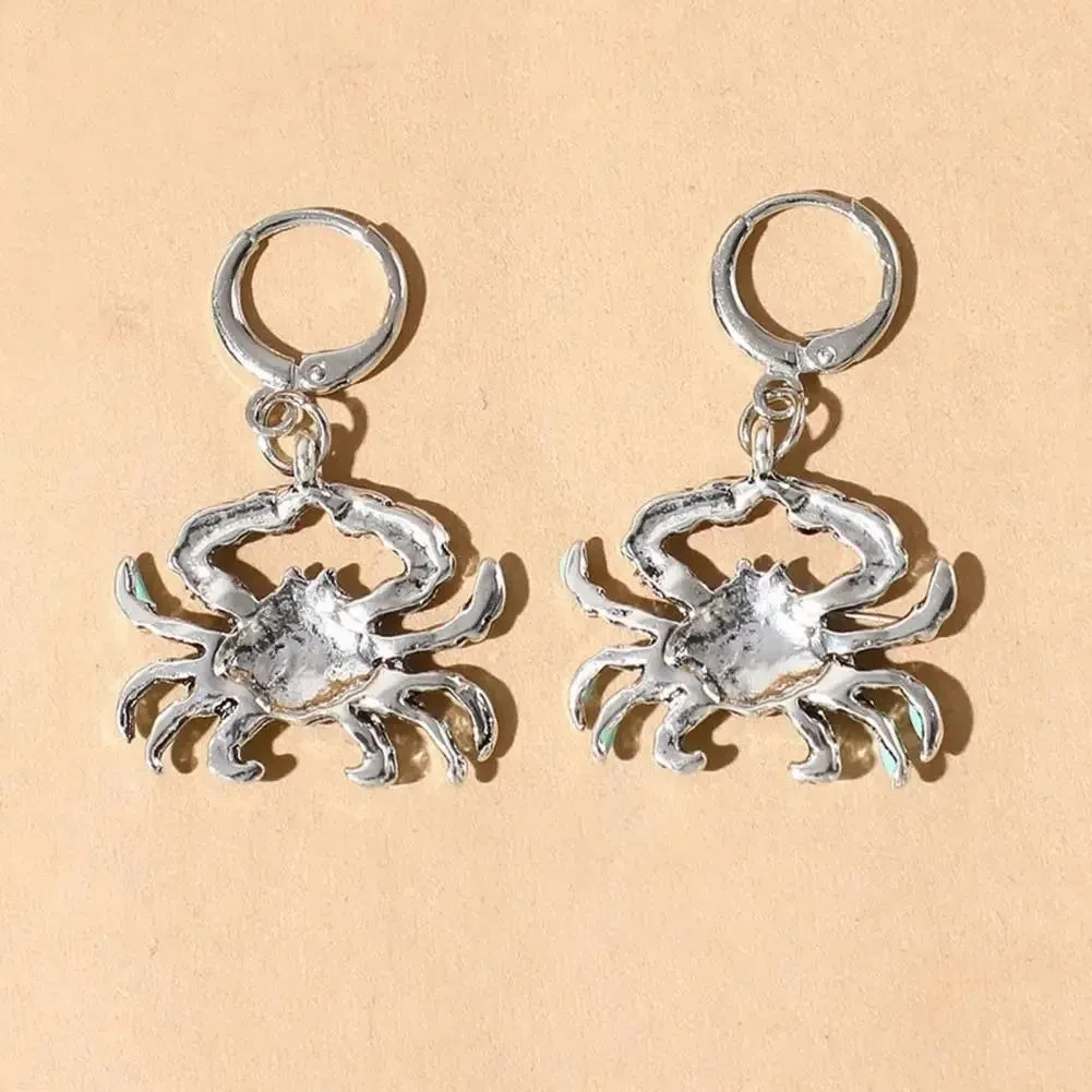 Women Earrings Elegant Crab Shape Earrings Glossy Metal Dangle Earring Crab Shape Drop Earring Party Hook Earrings Jewelry