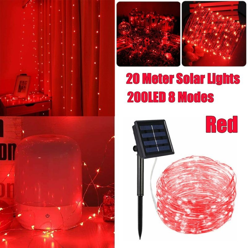 200LED Solar String Lights Christmas Outdoor Garden Lights Red
