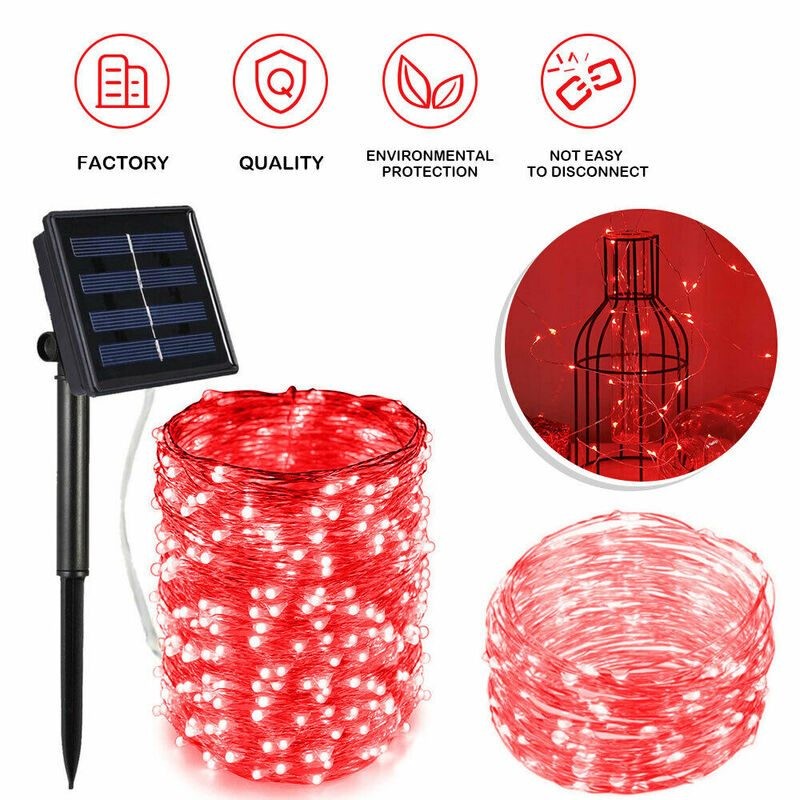 200LED Solar String Lights Christmas Outdoor Garden Lights Red