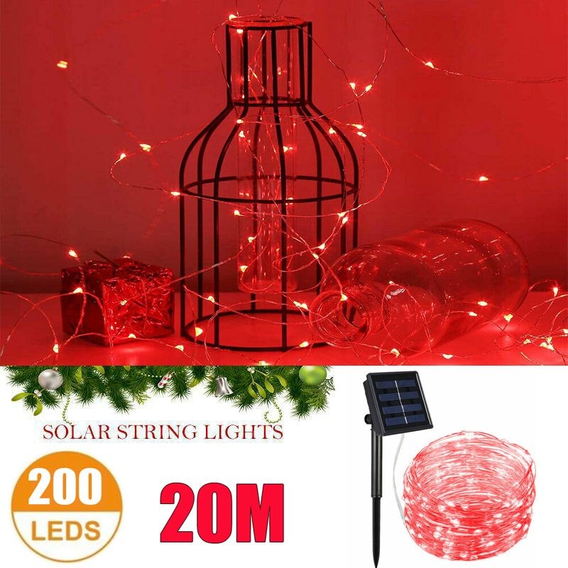 200LED Solar String Lights Christmas Outdoor Garden Lights Red