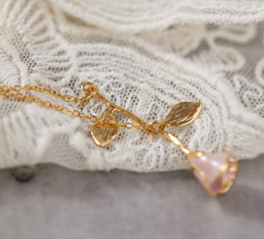 Gentle Rose Enamel Flowers Titanium Steel Necklace