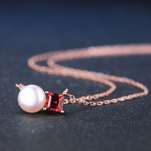 Women's natural pearl garnet rose gold jewelry