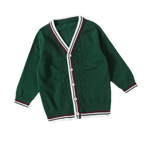 Boys' Color Blocked Thick Knitted Cardigan