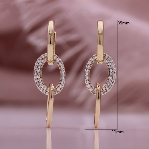 Micro Inlaid Zircon Rose Gold Multi-functional Round Ring Earrings