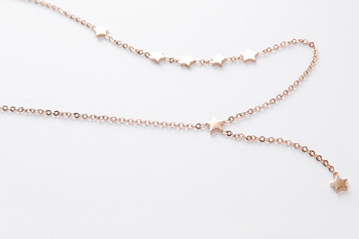 Fashion temperament stars little side fringed titanium steel rose gold clavicle chain