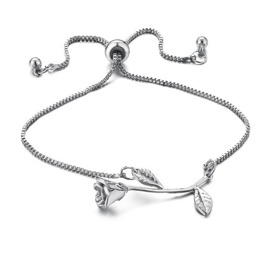 Gift, Fashion Rose Flower Charm Bracelet Ladies Girl Bracelet