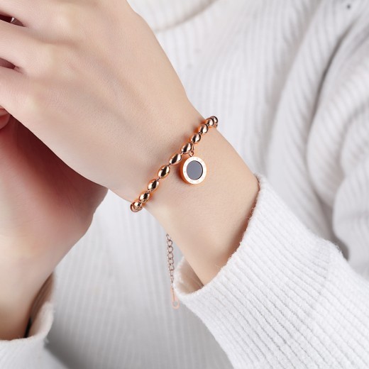 Rose gold black and white two-sided ladies bracelet