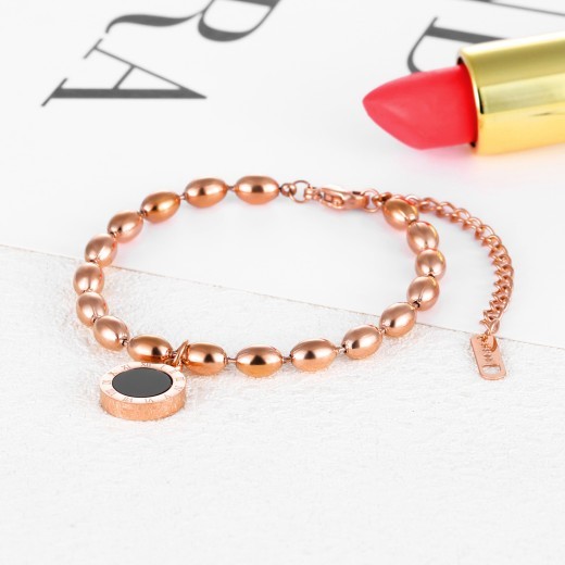 Rose gold black and white two-sided ladies bracelet
