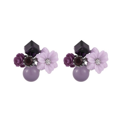 Wild Rose Bouquet Stud Earrings Geometric Purple Wild Flower