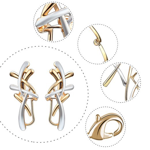 Creative Exaggerated Jewelry Two-color Cross Necklace Earrings Two-piece Set