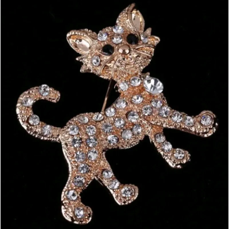 Luxury gold-plated crystal tiger full flashing brooch pin brooch gift