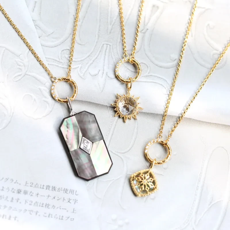 Light Luxury 925 Sterling Silver Simple Retro Diamond Pattern Round Necklace