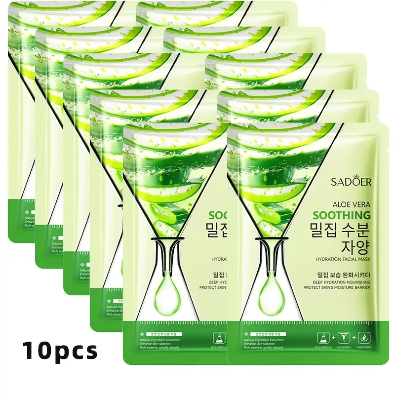SADOER 10-Pack Aloe Vera Facial Masks